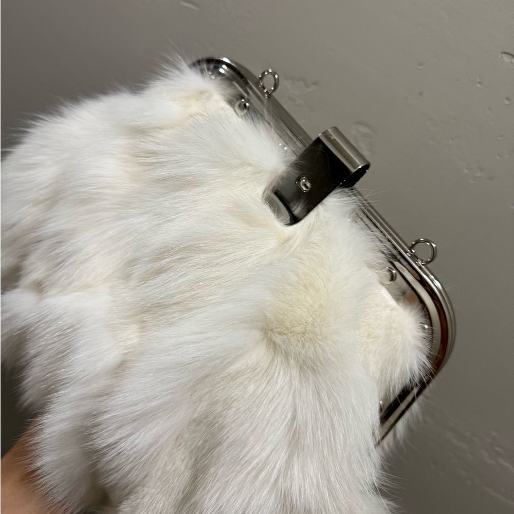 Unique Real Fox Fur Handmade Rivet Metal Frame Push Lock Shoulder Bag/Crossbody - Picture 15 of 16